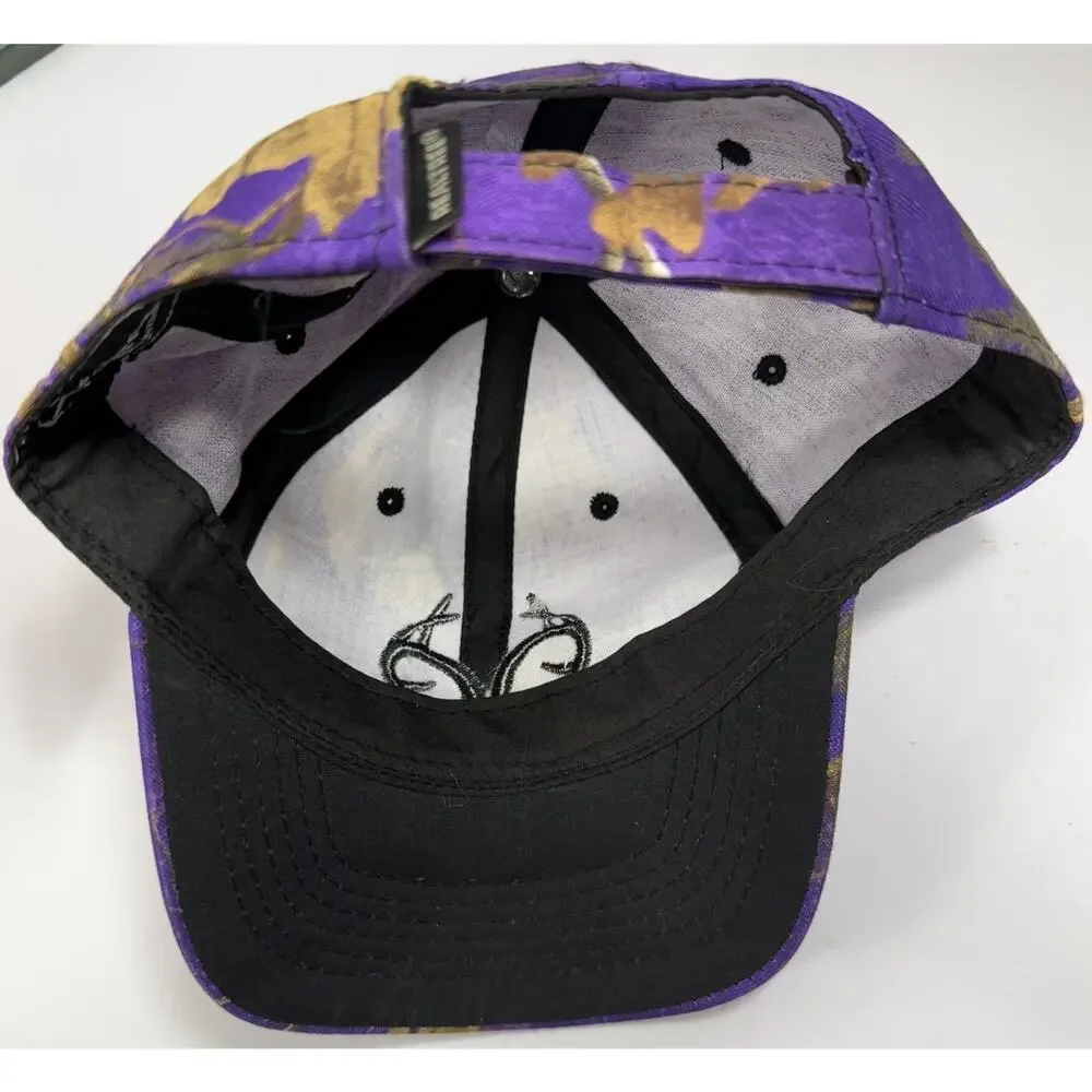 Realtree Outdoor Cap Hat Purple Camo Black Embroidered Logo Adjustable